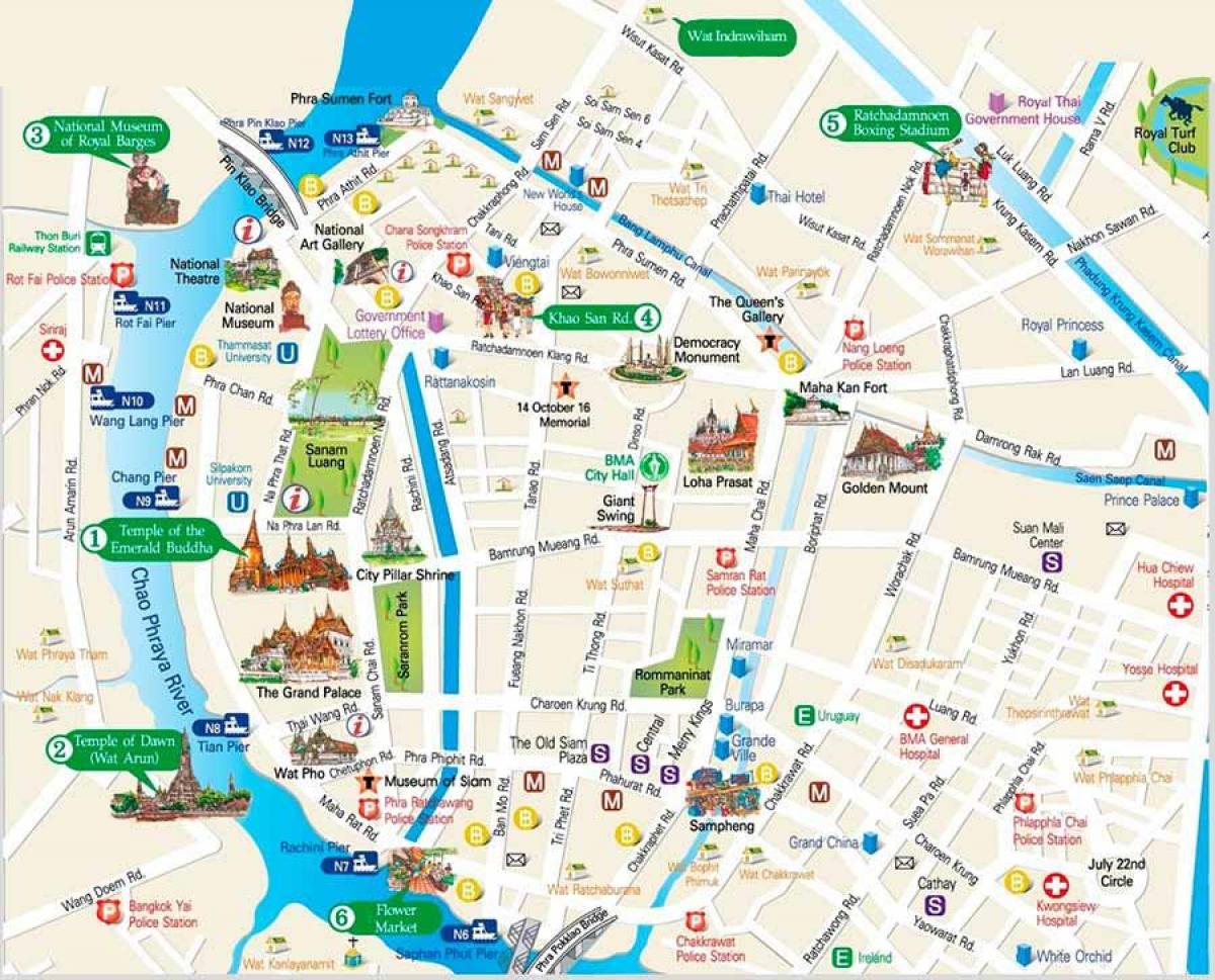 bangkoku mjesta za posjete mapu