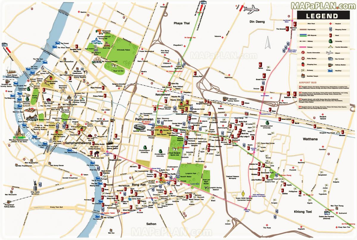 bangkoku glavna atrakcija mapu