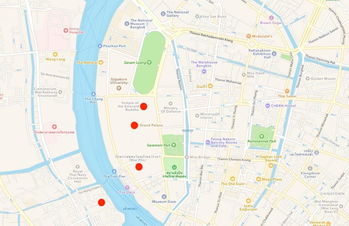 mapa hramove u bangkoku