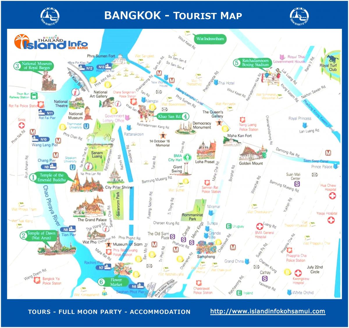 bangkoku turistički vodič mapu