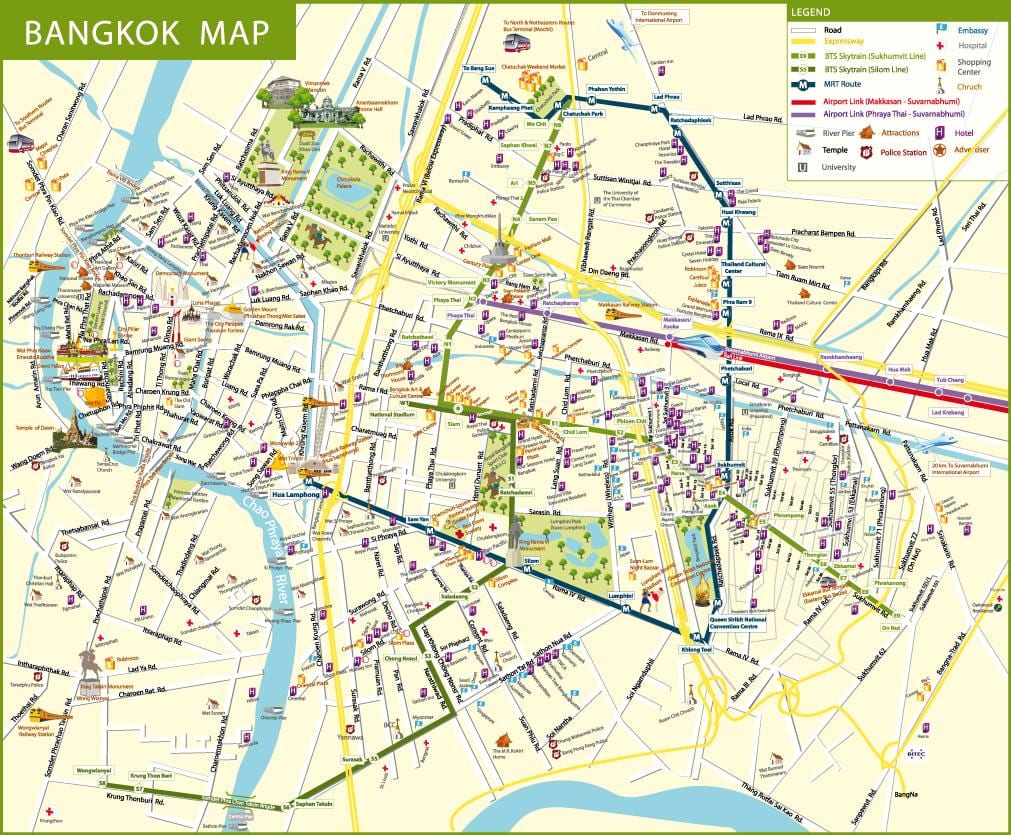 mapa bangkoku ulice