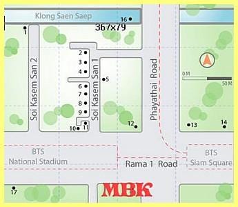 mbk tržnom centru u bangkoku mapu
