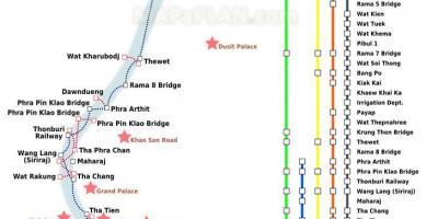 Bangkoku rijeku trajekt mapu